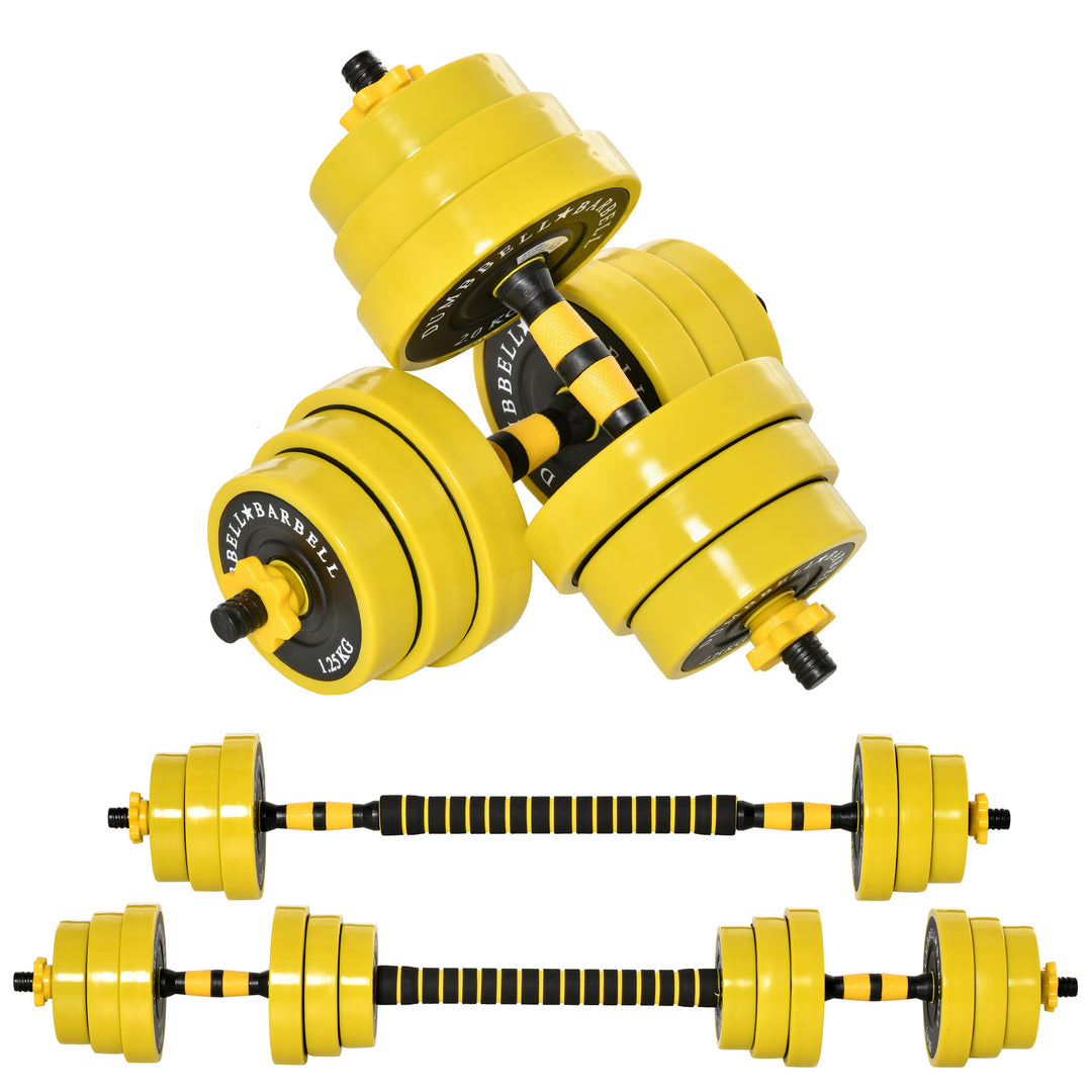 20KG Dumbbell & Barbell Adjustable Set Plate Bar Clamp Rod Home Gym Sports Area Exercise Ergonomic