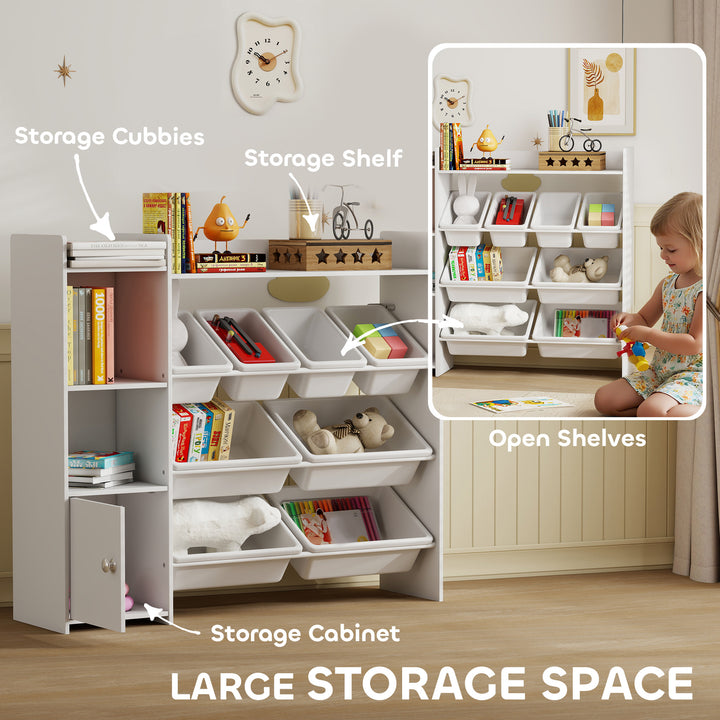 MCL Toy Storage Unit with 8 Removable Bins, Storage Shelves, Cabinet, White