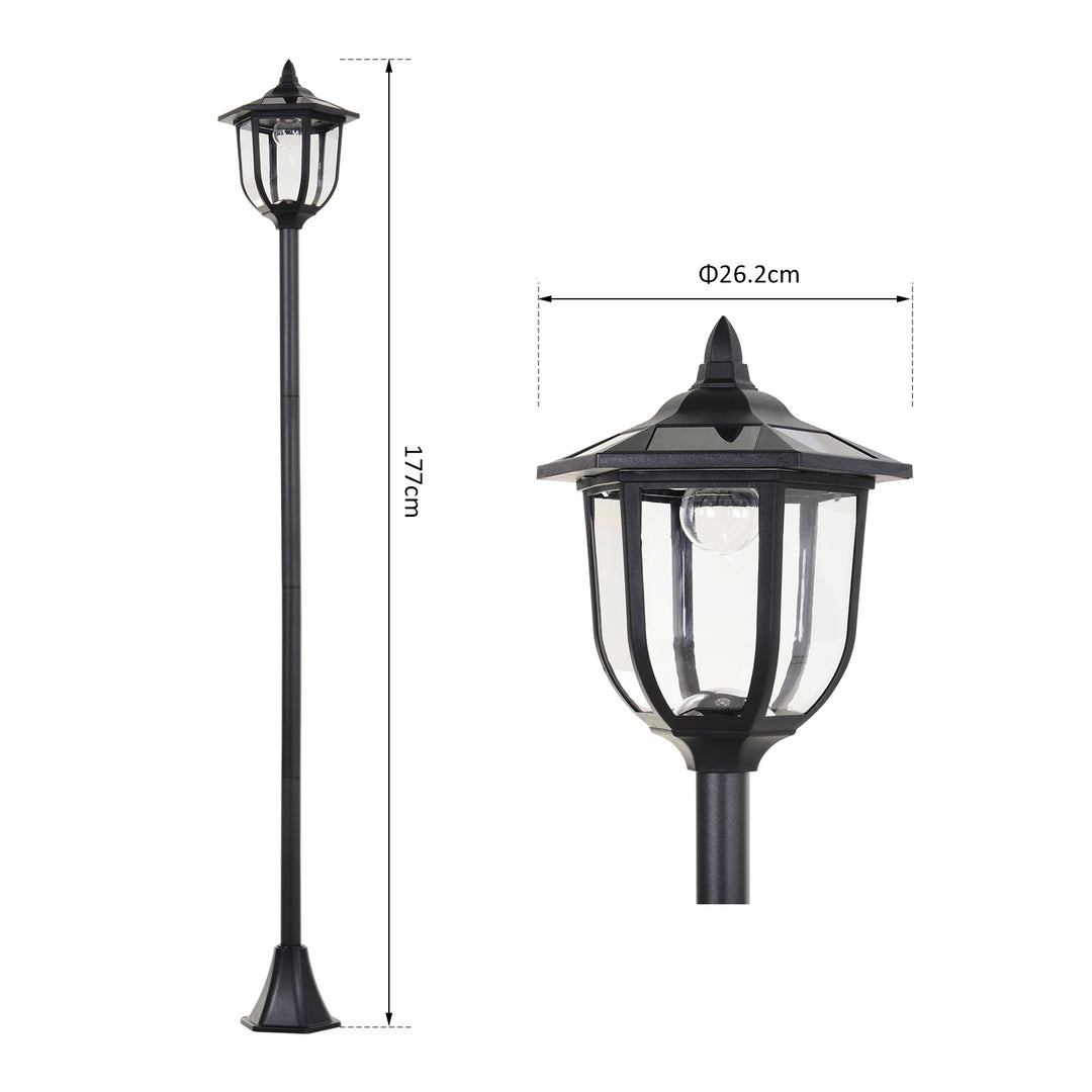 Outsunny 1.77m Tall Free-Standing ABS Garden Solar LED Lamp Post Black | Aosom UK