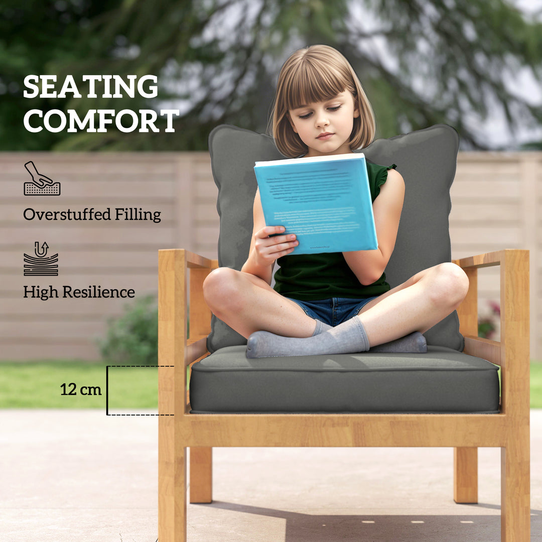 Seat and Back Padded Cushion Set, CUSHION ONLY - Charcoal Grey