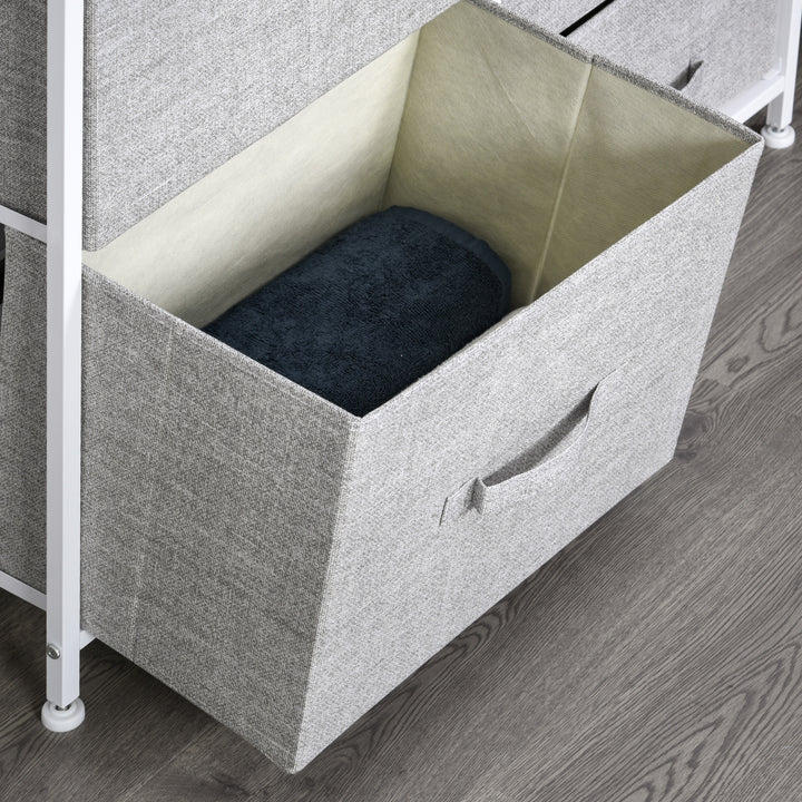 MCL 5 Drawer Linen Basket Storage Unit Home Organisation w/ Shelf Handles Metal Frame Adjustable Feet Hallway Home Dresser Grey