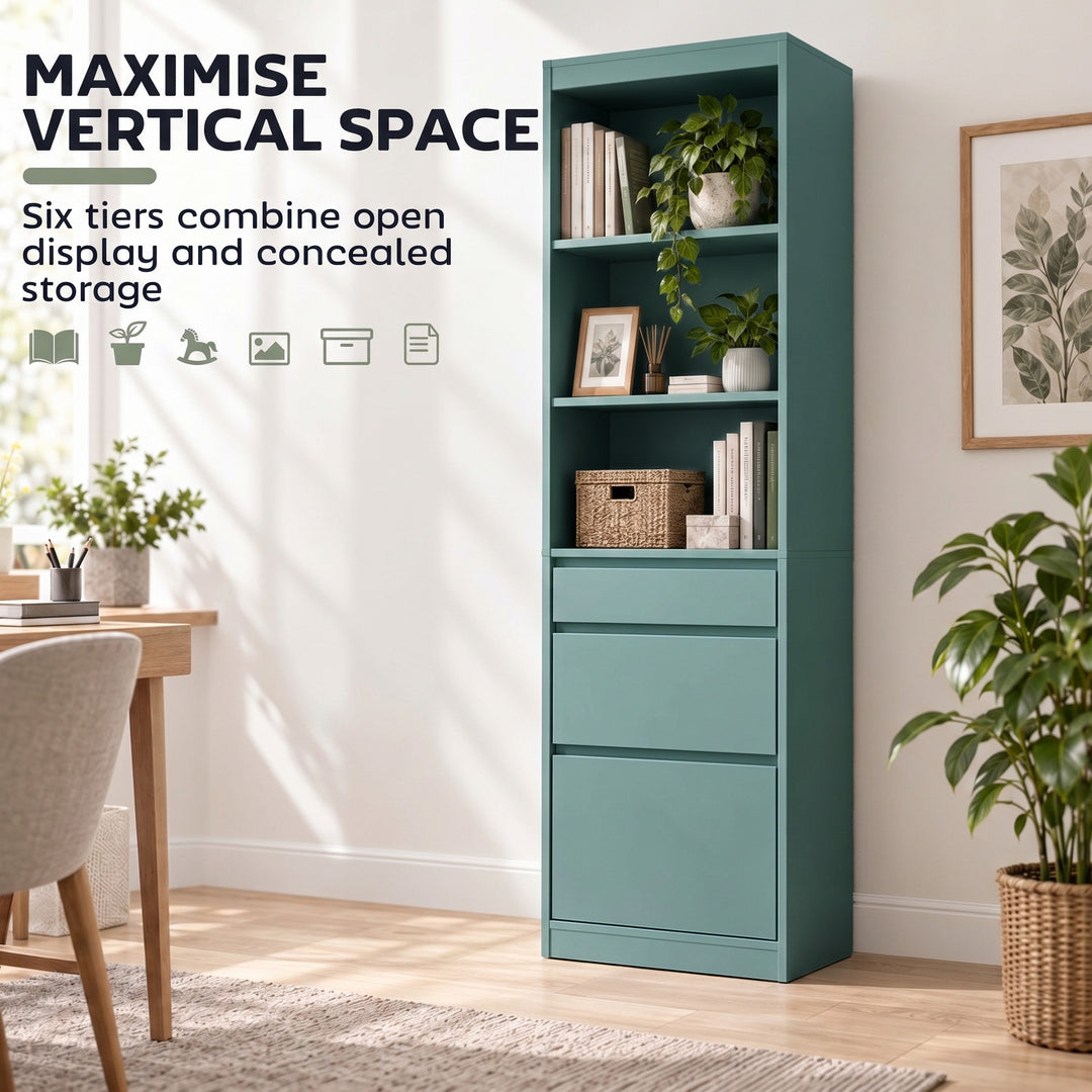 Bookcase with Drawers Adjustable Shelves Book Shelf for Study Living - view 4
