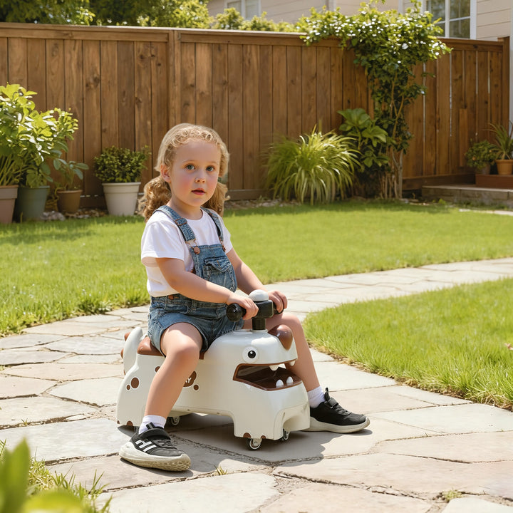 Kids Ride On Car, Dinosaur Foot to Floor Slider with Storage, Toddler Walker with Light, Sounds