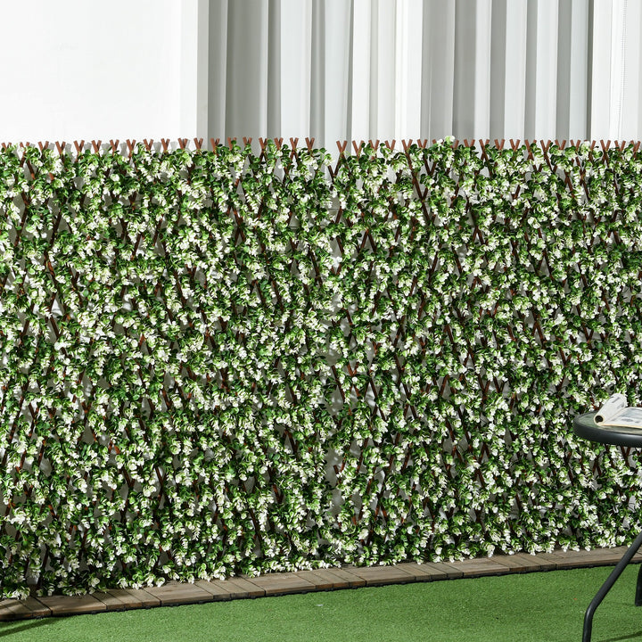 2pc Expanding Garden Trellis, 2 x 1m Faux Decorative Privacy Fence with Artificial Leaves, Privacy Screen Greenery Walls for Garden Balcony, Eucalyptus Leaves