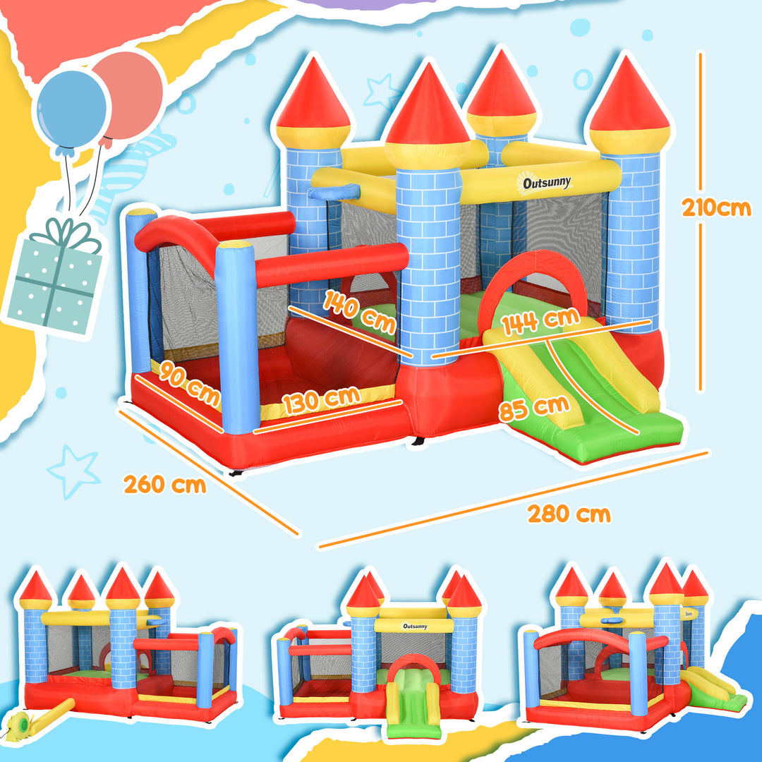 Kids Bounce Castle Inflatable Trampoline Slide Pool Basket for Kids Age 3-10, 3 x 2.75 x 2.1m