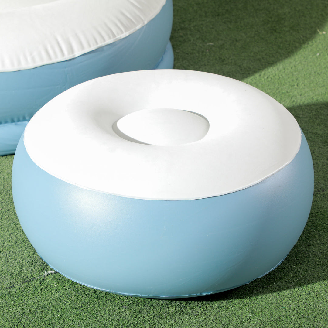 Inflatable Tub Chair and Footstool - Blue/White