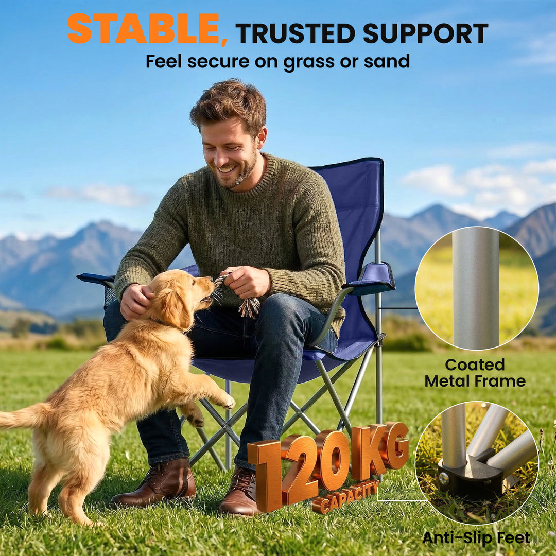 Camping Chair Set of 2 Portable Folding Outdoor Camp Chair with Cup Ho
