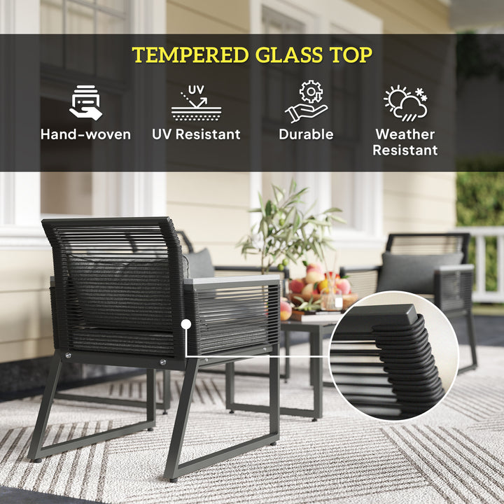 4 Pieces Rattan Garden Furniture Set - Charcoal Grey