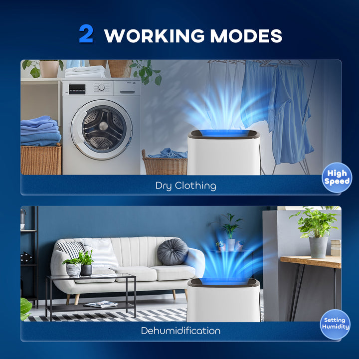 16l/Day Dehumidifier, with Washable Filter and Timer - White