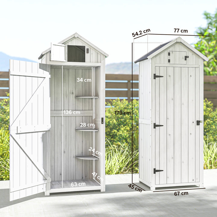Small Shed, Tall Slim Wooden Garden Shed with 3 Removable Shelves and 