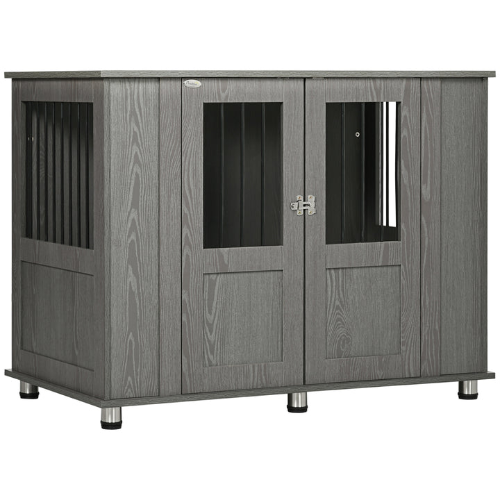 Dog Crate Table for Medium and Large Dogs with Magnetic Door for Indoor Use, 114 x 60 x 82 cm, Grey