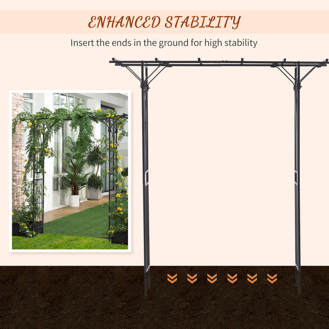 210cm Decorative Metal Garden Trellis Arch with Durable Steel Tubing &amp;