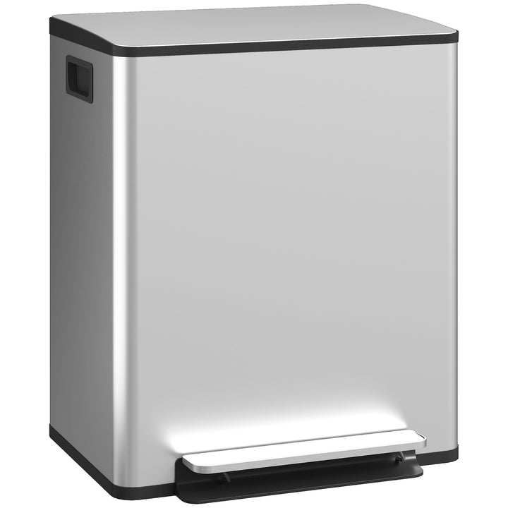 50L Dual Compartment Stainless Steel Bin, with Deodoriser Holders - Si