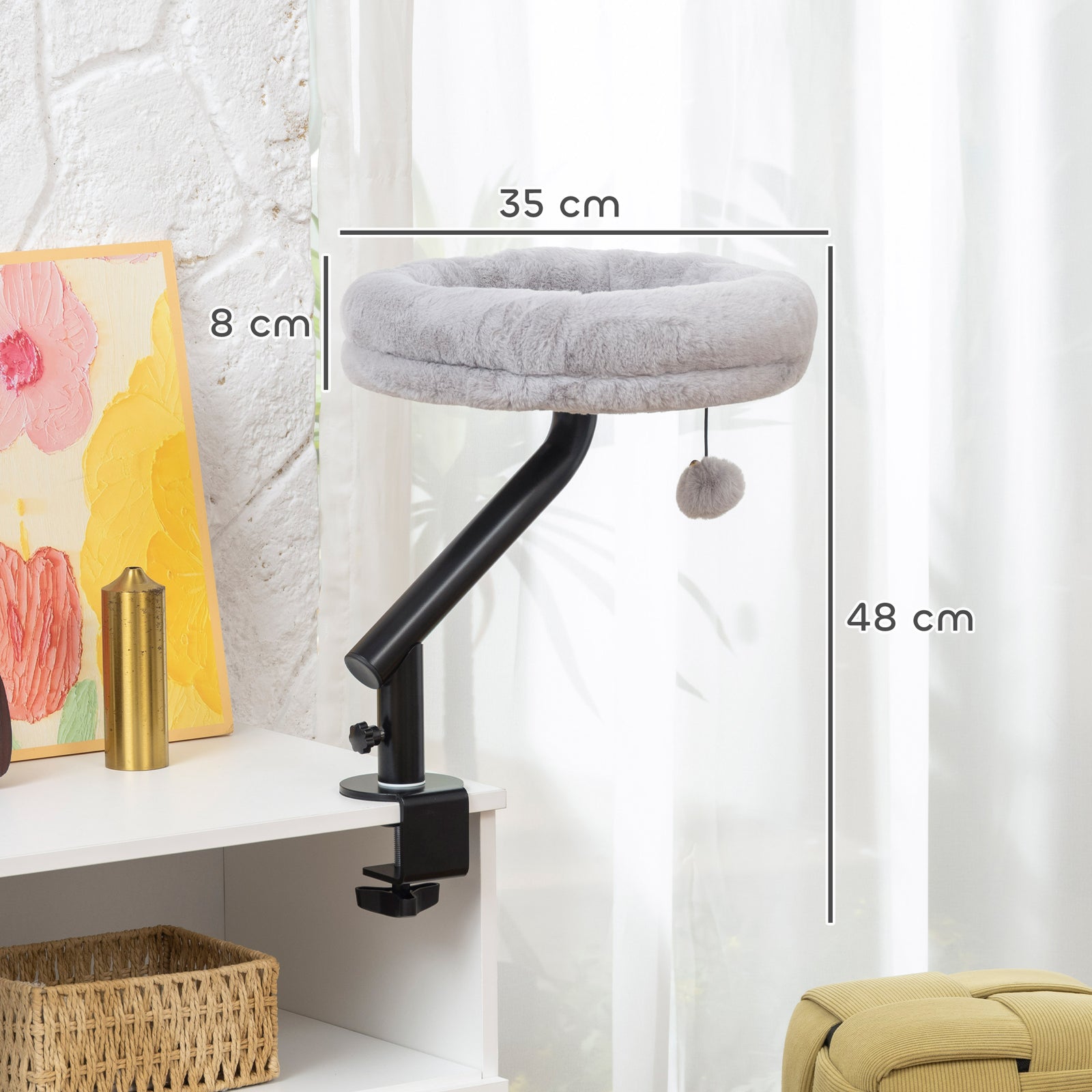 Cat Desk Bed, Cat Hammock 360° Rotatable Adjustable for Window, Table,