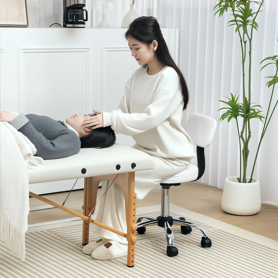 360° Swivel Seat Salon Stool - White