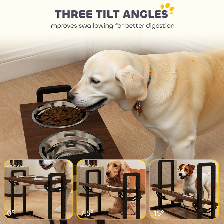 Raised Dog Bowls with Stand, 4 Heights Adjustable Pet Feeder with 3 Adjustable Angles for Small, Medium &amp; Large Breeds