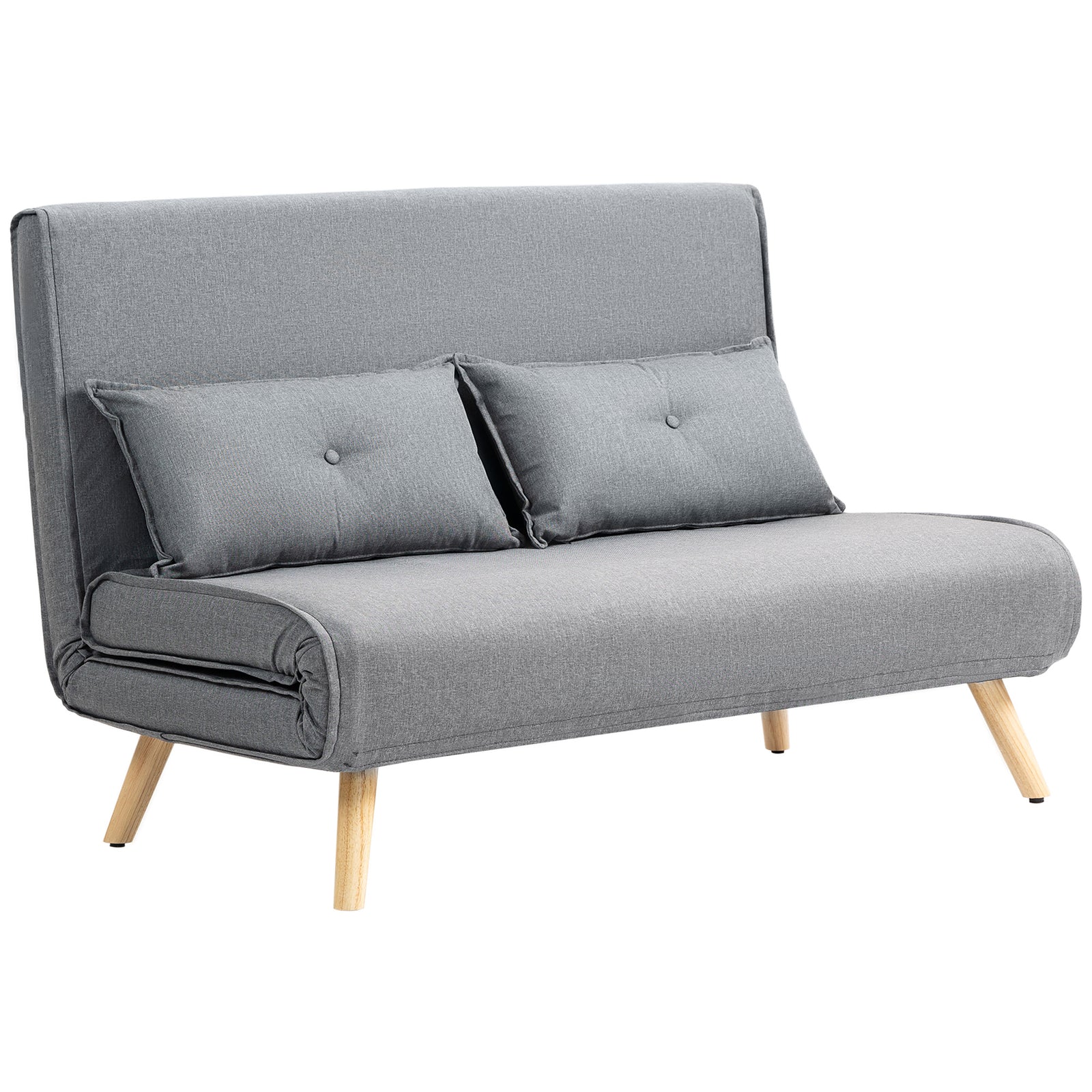 Two-Seater Linen-Look Sofa Bed - Grey