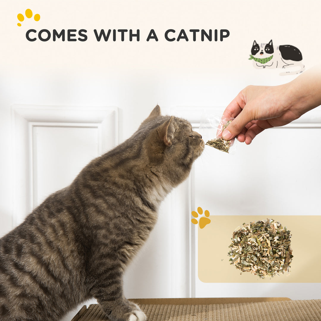 2 in 1 TV Shape Cat Scratching Board House with Catnip, for Indoor Cats, Brown