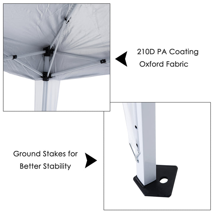 3 M x 3 M Base/ 2.5 M x 2.5 M Top Pop Up Gazebo with Carry Bag, Height Adjustable Slant Leg Party Tent Instant Event Shelter for Garden, Patio, White