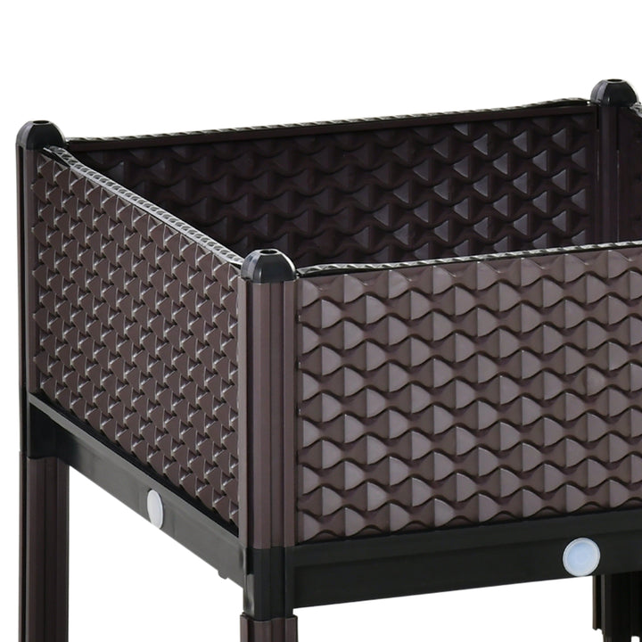 50cm x 50cm x 46.5cm Set of 2 41L Plastic Raised Garden Bed, Planter Box, Flower Vegetables Planting Container with Self-Watering Design and Drainage Holes for Patio Balcony