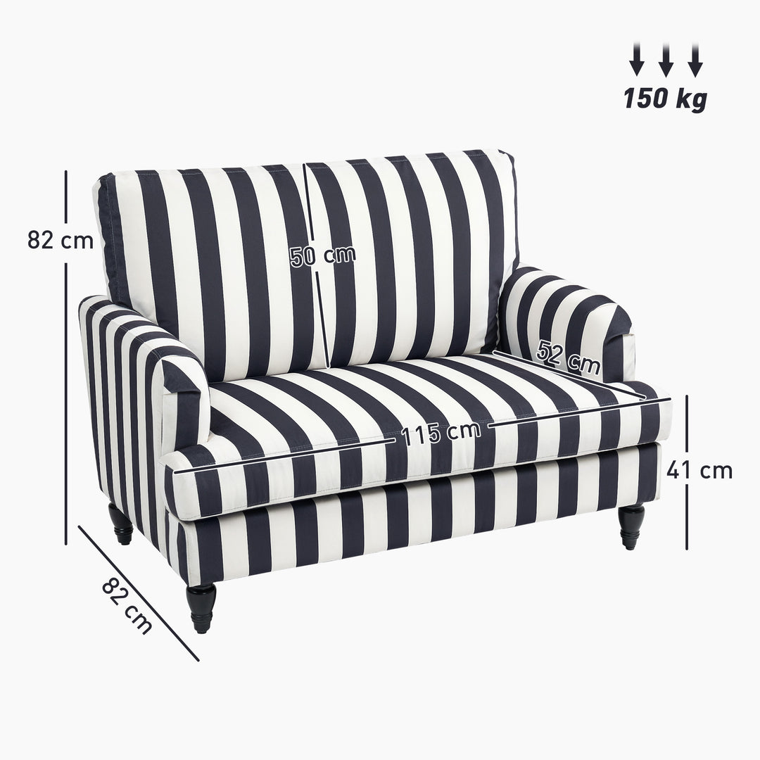 Modern Cuddle Chair, Velvet Single Sofa Armchair with Stripe, Turned Legs and Wide Seat, Upholstered Snuggle Chair for Living Room, Bedroom, Black and White