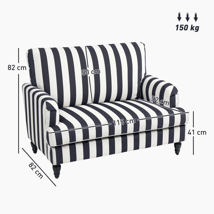 Modern Cuddle Chair, Velvet Single Sofa Armchair with Stripe, Turned Legs and Wide Seat, Upholstered Snuggle Chair for Living Room, Bedroom, Black and White