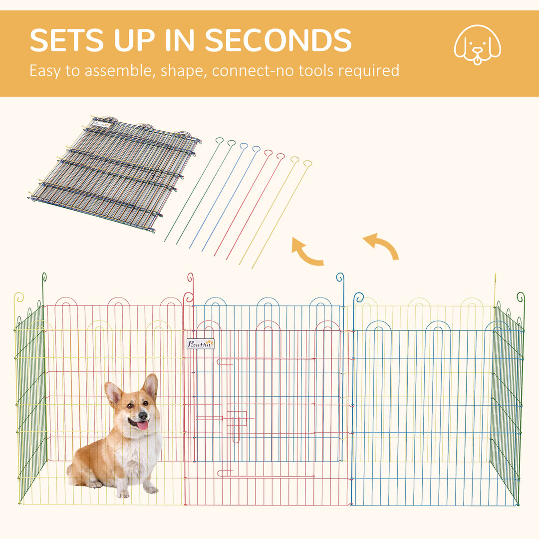 PawHut Pet Playpen Crate, with Eight Panels, Door, for Indoors and Outdoors, 60H x Φ156cm | Aosom UK