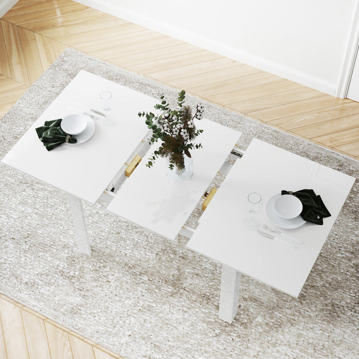 Extending Six-Person High Gloss Dining Table - White