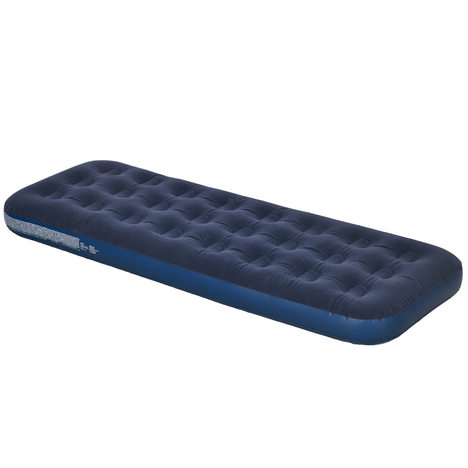 Single Air Bed with Hand Pump, Inflatable Mattress with Flocked Surface for Guest, Camping, Travel, 191 x 73 x 22cm, Blue