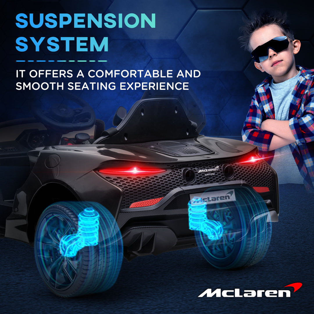 HOMCOM McLaren Licensed Electric Ride On Car for Kids, 12V with Butterfly Doors, Remote Control, Horn, Headlights, MP3, Black | Aosom UK