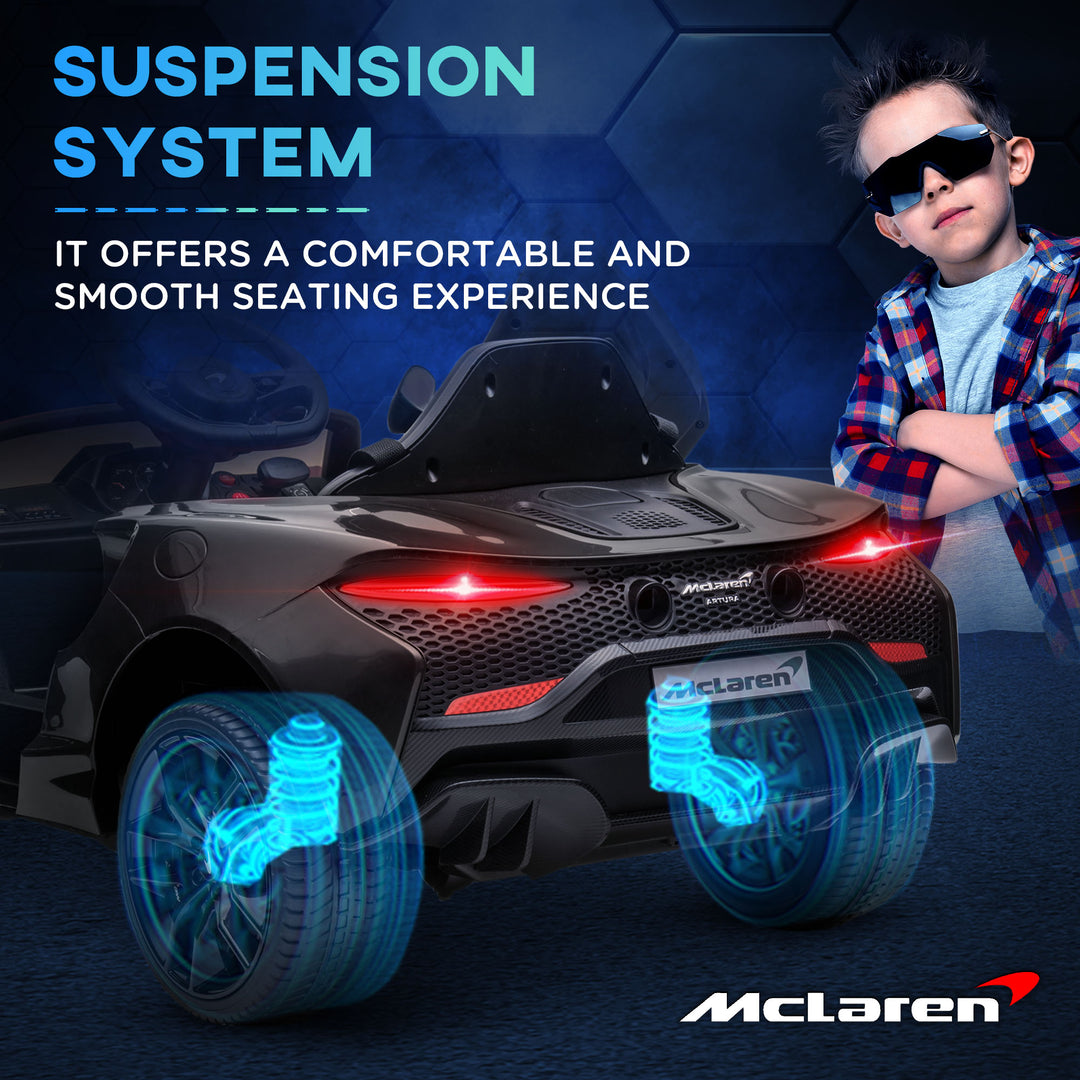 HOMCOM McLaren Licensed Electric Ride On Car for Kids, 12V with Butterfly Doors, Remote Control, Horn, Headlights, MP3, Black