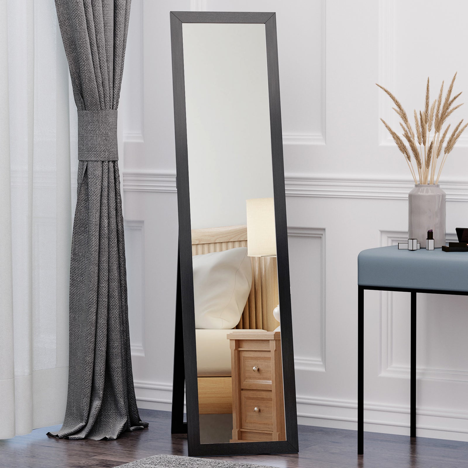 Full Length Mirror for Bedroom, Free Standing Dressing Mirror, Wall Mirror for Living Room, 37 x 154 cm, Black