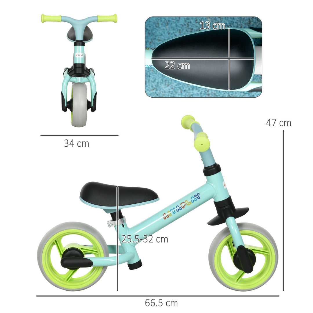 AIYAPLAY 8" Balance Bike: Lightweight Kids Training Bicycle with Adjustable Seat & EVA Wheels, Green | Aosom UK