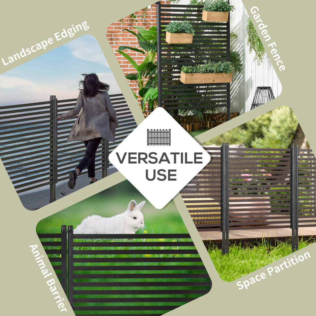 Garden Fence with 2 Standing Ways for Hard &amp; Soft Ground, Decorative O