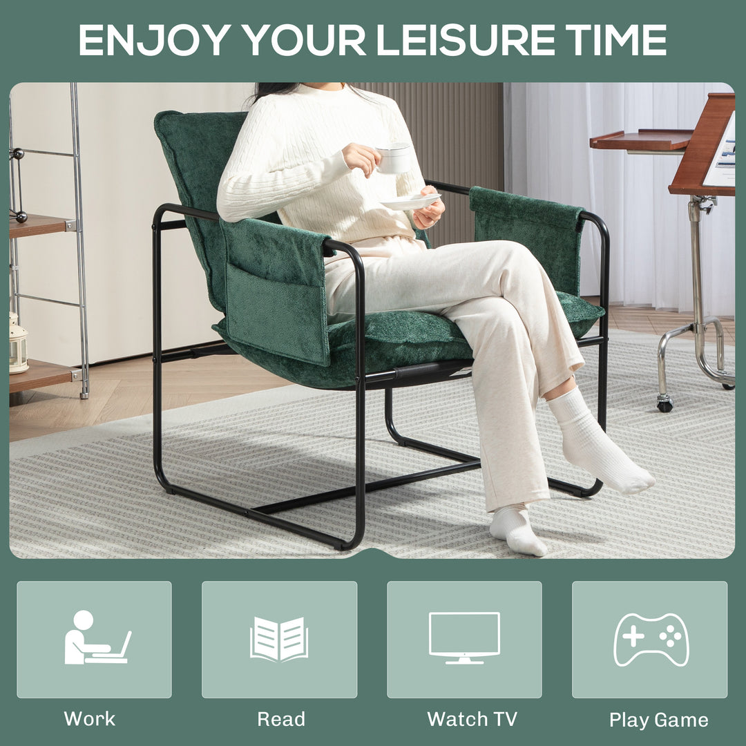 Minimal Padded Accent Chair, with Pockets - Green