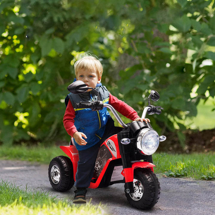 HOMCOM Kids Electric Motorcycle Ride-On Toy 3-Wheels Battery Powered Motorbike Rechargeable 6V w/ Horn Headlights for 18 - 36 Months Red | Aosom UK