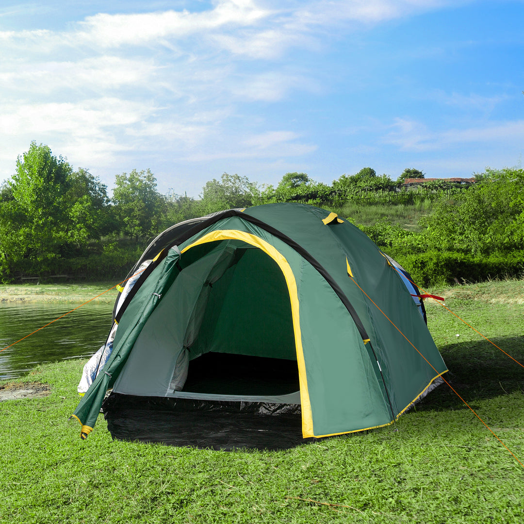 MCL Dome Tent for 2 Person Camping Tent with Large Windows, Waterproof Green and Yellow