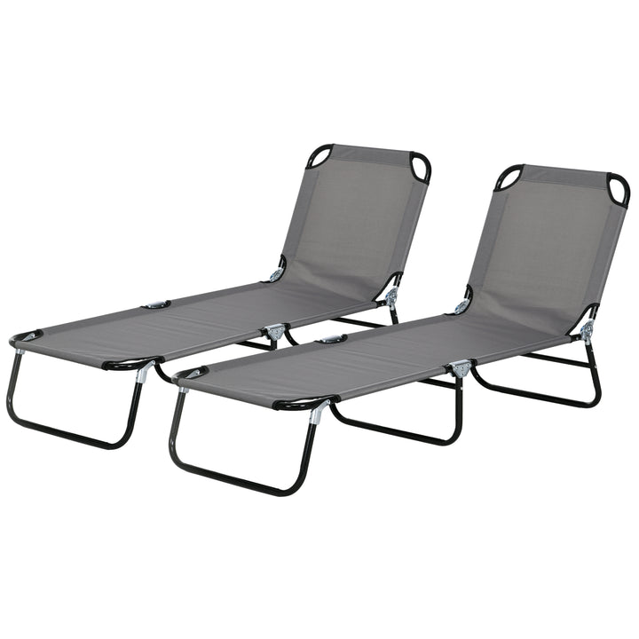 Outsunny Patio Sun Lounger with 5-Position Adjustable Backrest, Weather-Resistant Oxford Fabric, Grey | Aosom UK