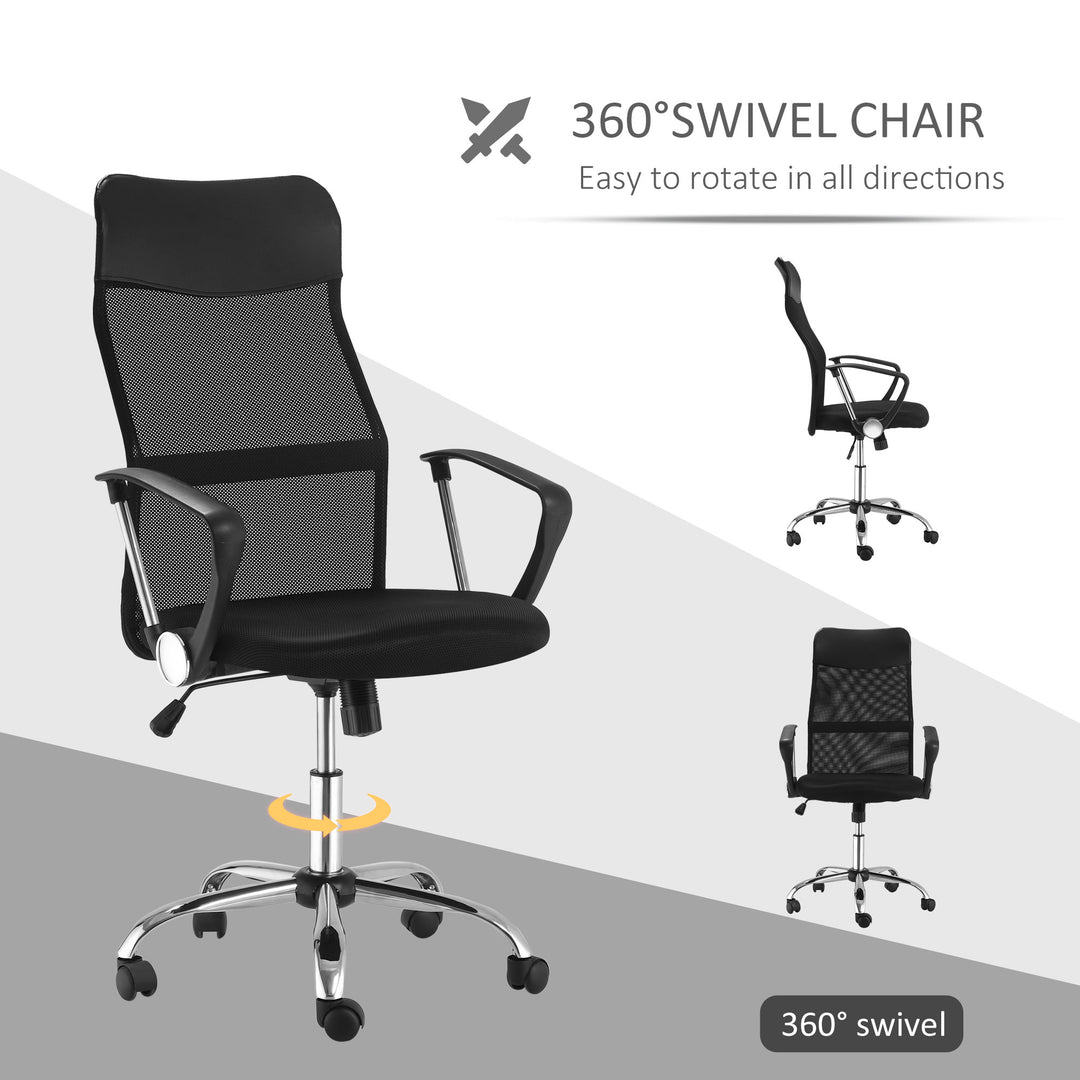 HOMCOM Ergonomic Office Chair Mesh Chair with Adjustable Height Tilt Function Black | Aosom UK