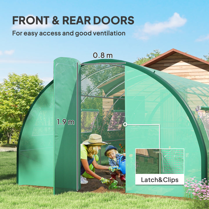 Polyethylene Upgraded Structure Walk-in Polytunnel Greenhouse, 6 x 3(m), Green