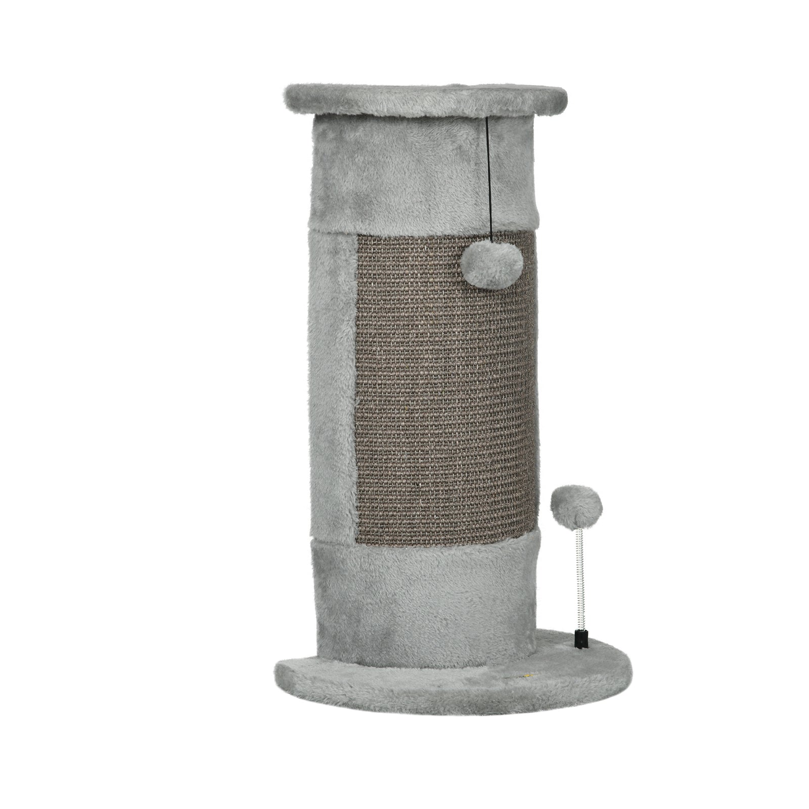 58cm Cat Scratching Post, with Covered Plush, Play Balls, for Corner Walls - Grey