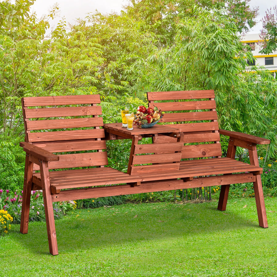 Fir Wood Convertible 2 to 3 Seater Outdoor Garden Bench Wood Tone