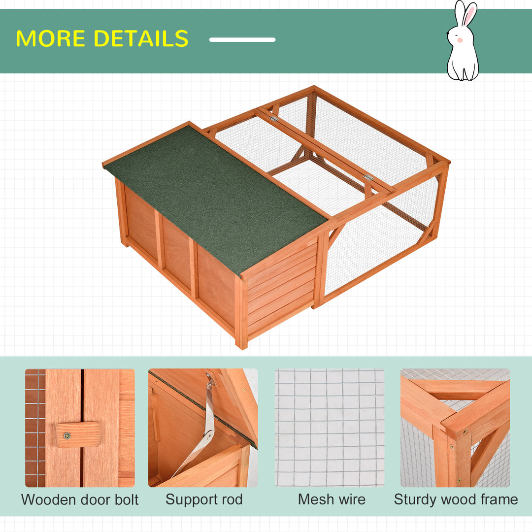 PawHut Guinea Pigs Hutches Small Animal House Off-ground Ferret Bunny Cage Backyard w/ Openable Main House & Run Roof 125.5 x 100 x 49cm | Aosom UK