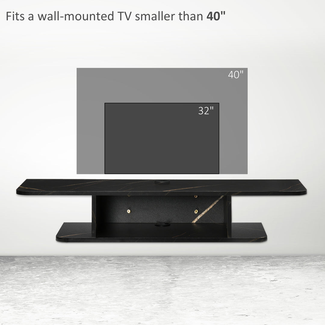 HOMCOM Floating TV Unit Stand for TVs up to 40", Wall Mounted Media Console with Storage Shelf, Entertainment Center, Black | Aosom UK