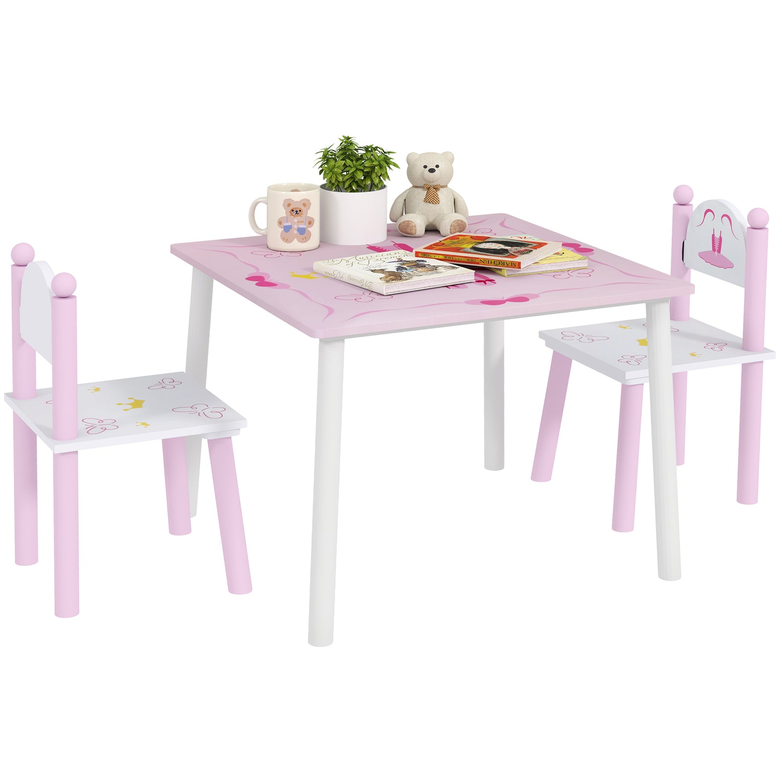 AIYAPLAY Princess-Designed Kids Table and Chairs Set for Activity, Art, Drawing, Toddler Table and Chairs Set for Playroom