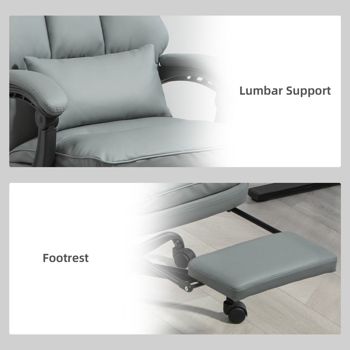 Faux Leather Reclining Office Chair, with Footrest - Grey
