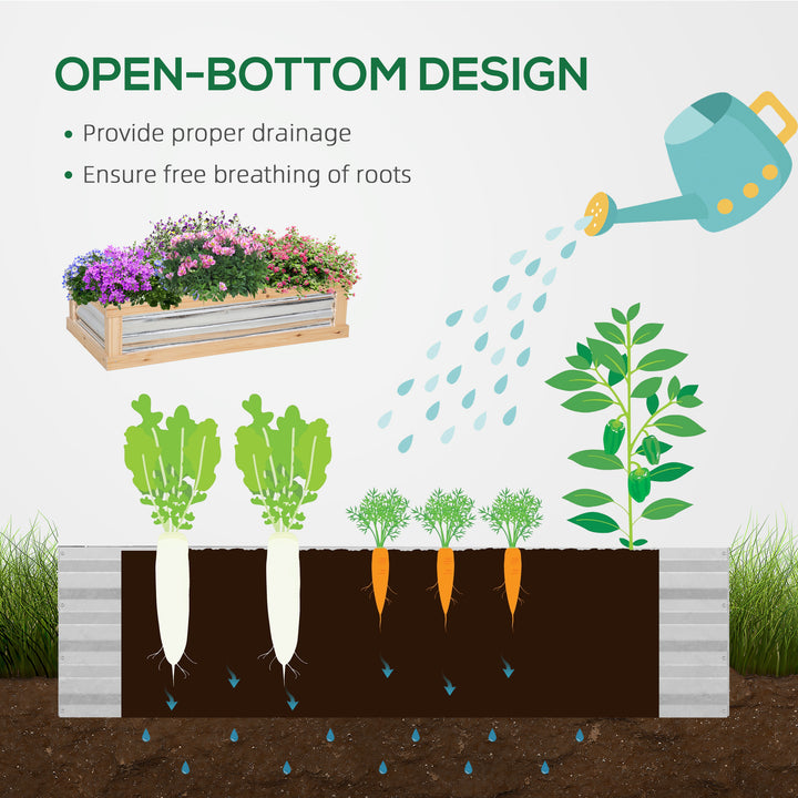 Raised Garden Bed with Greenhouse Top, Garden Wooden Cold Frame Greenhouse Flower Planter Protection with 2 Independent Roofs, 122x 61 x 82cm, Natural