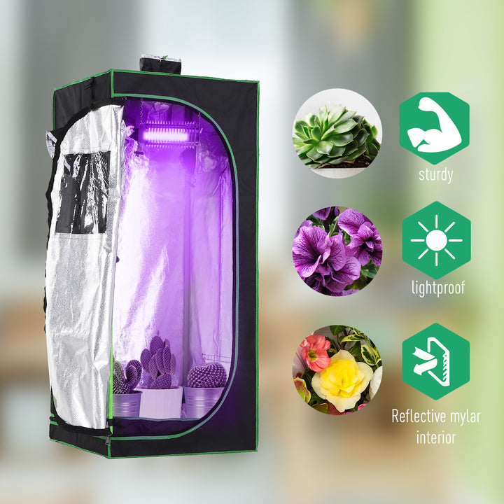 Grow Tent Reflective Mylar Hydroponic with Adjustable Vents and Floor Tray for Indoor Plant Growing, 60 x 60 x 140 cm (24.5" x 24.5" x 55")