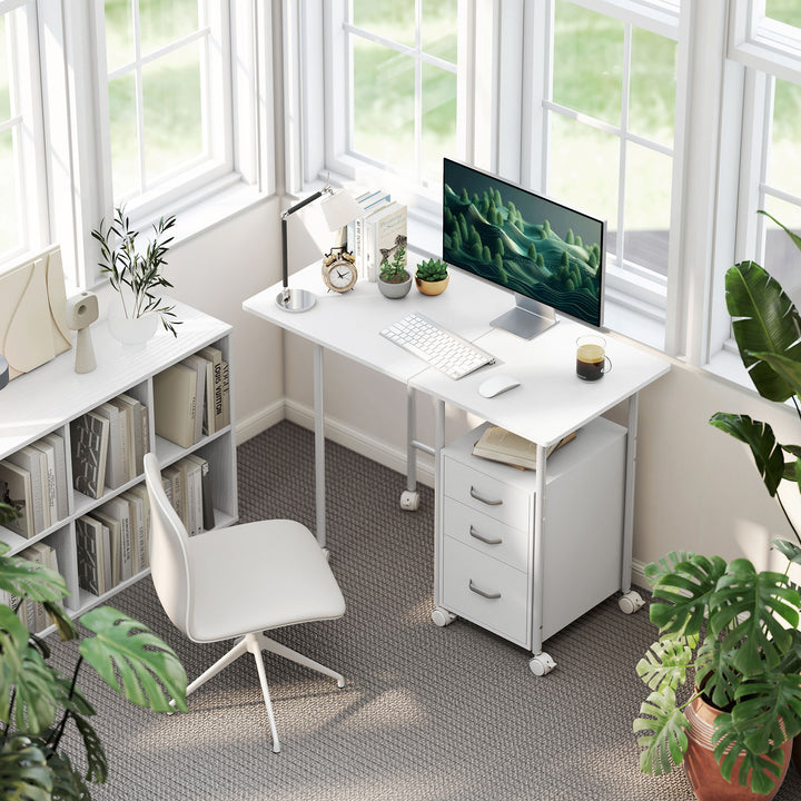 105 x 51 cm Foldable Office Deskwith 3 Drawers, Extendable Top - view 2