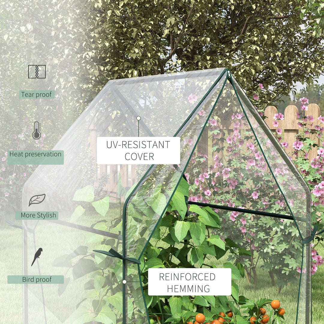 Mini Greenhouse, Garden Tomato Growhouse with 2 Zipped Doors, Portable Indoor Outdoor Green House, 90 x 90 x 145cm, Clear